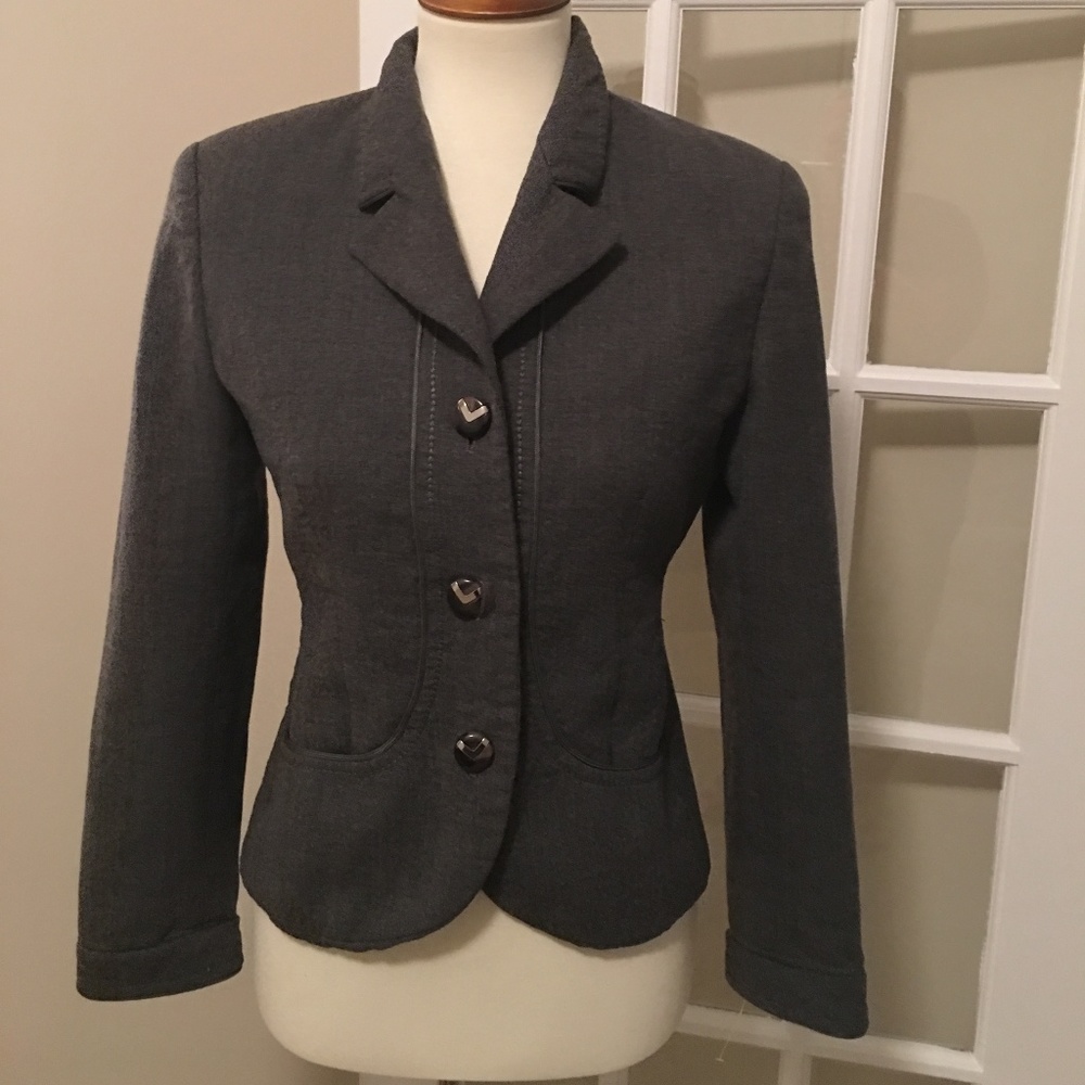 Vintage Valentino Ms V Blazer Gray Lamb woolSZ6
